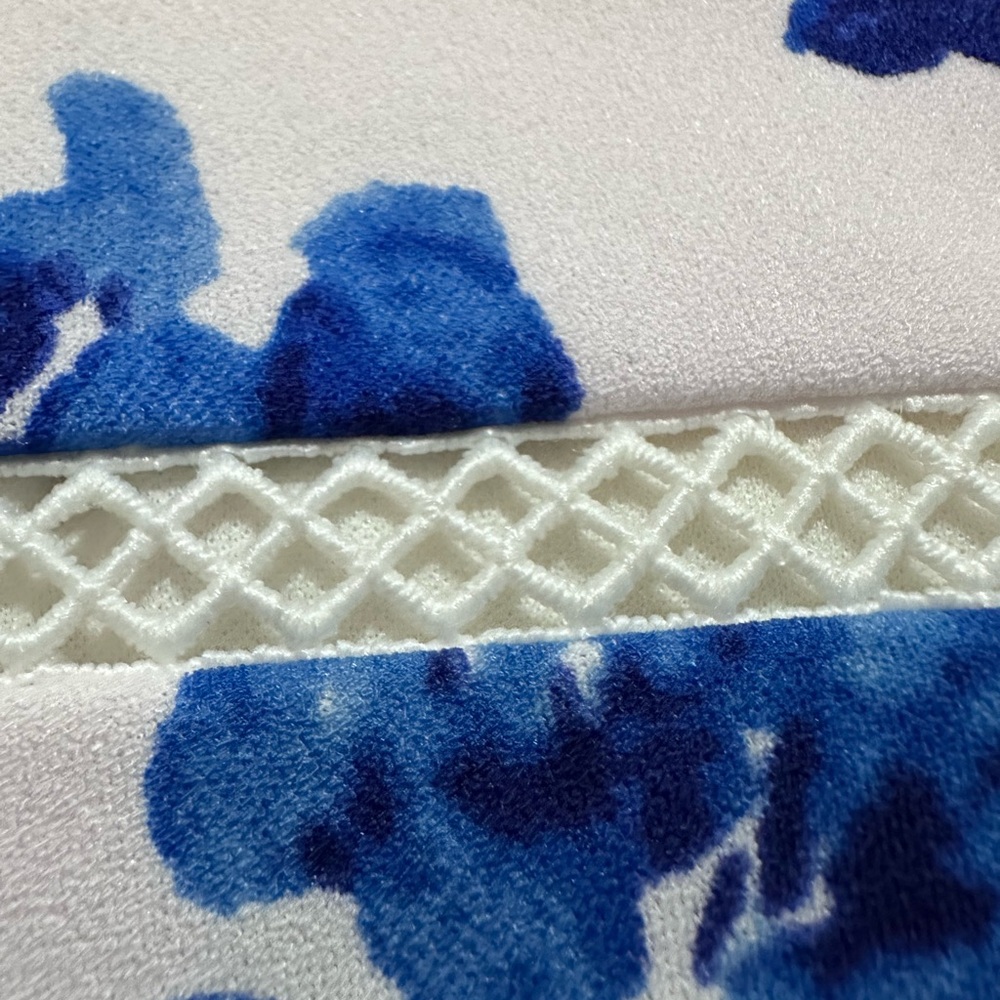 Ralph Lauren White Midi Dress with Blue Floral Print and Lace Trim - Picture 6 of 6